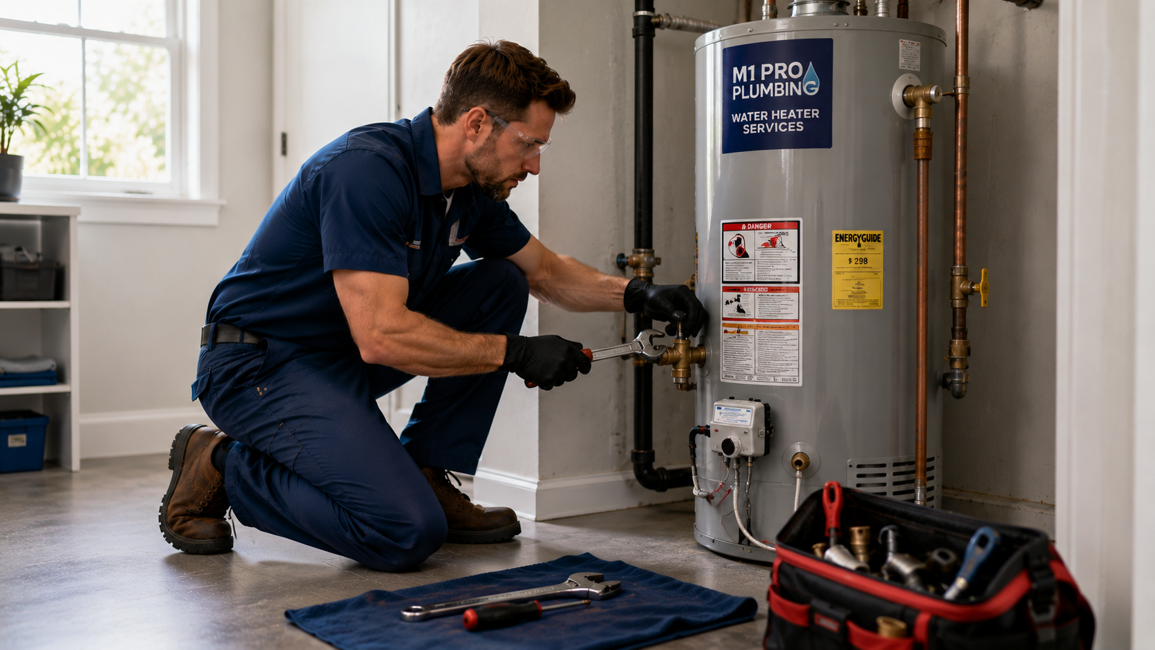 Water heater repair and installation services by M1 Pro Plumbing